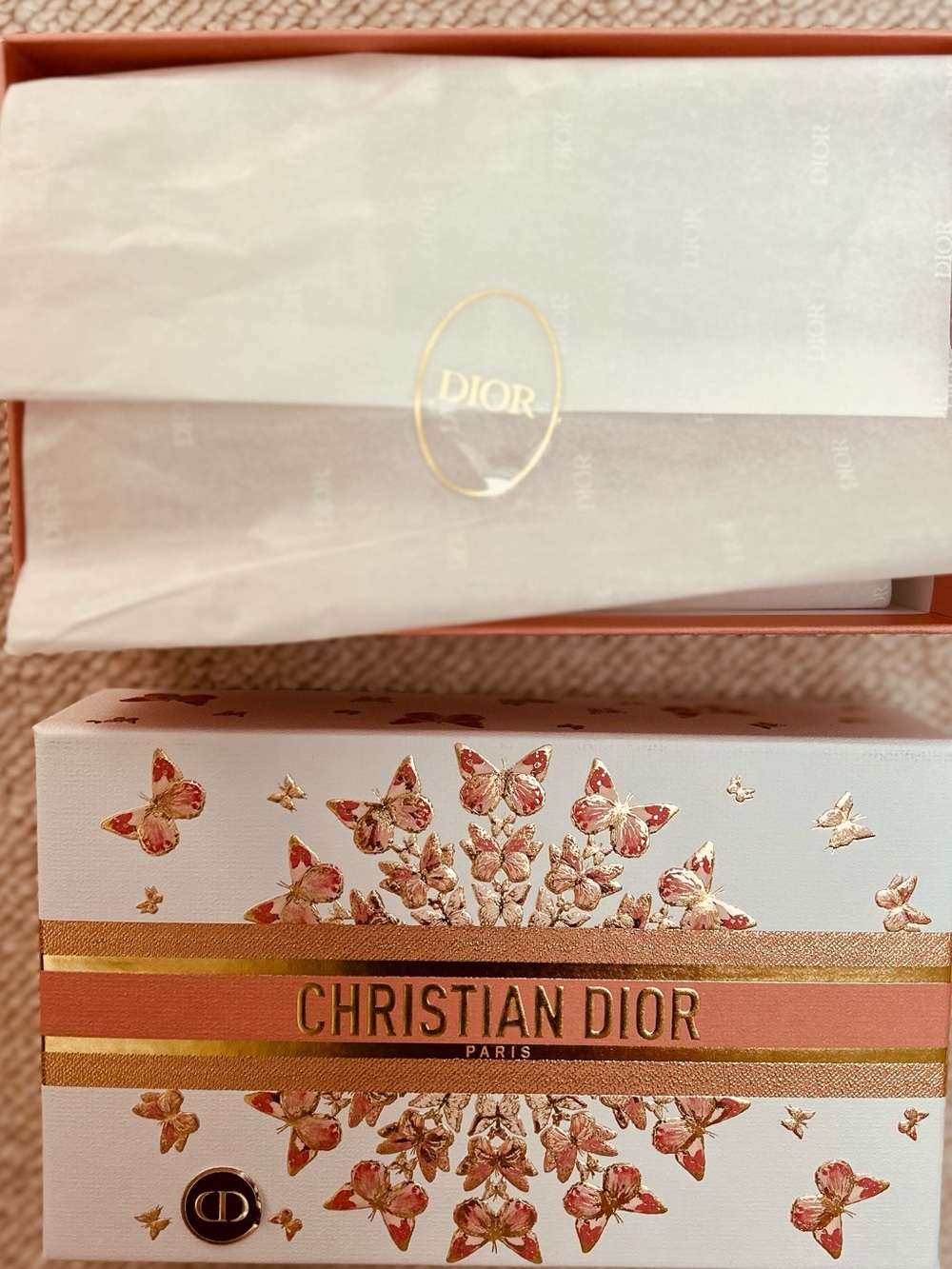 Christian Dior Empty Gift Box, Shopping Bag & Tissue Paper Set – Butterfly Print - Picture 4 of 4